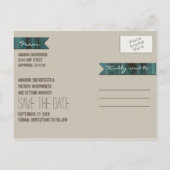 Photo Turquoise Barn Wood Save The Date Cards (Back)