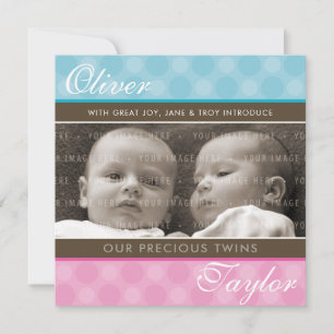 PHOTO TWINS BIRTH ANNOUNCEMENT cute boy + girl