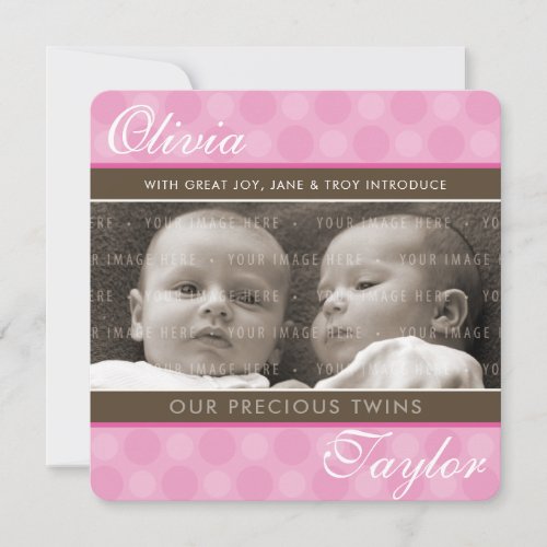 PHOTO TWINS BIRTH ANNOUNCEMENT cute girls pink