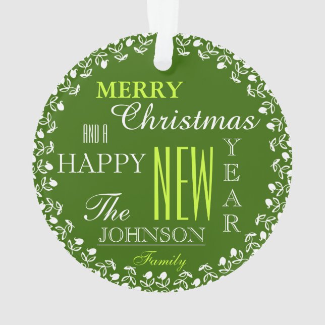 Photo Typography Christmas Ornament (Back)