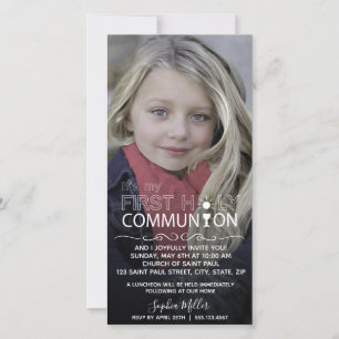 Photo Typography Communion - Photocard Invitation