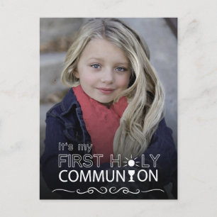 Photo Typography Communion - Postcard Invitation