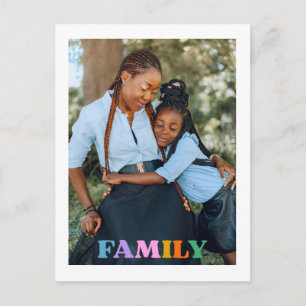 Photo typography family modern simple postcard