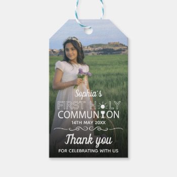 Photo Typography First Holy Communion Thank You Gift Tags by SorayaShanCollection at Zazzle