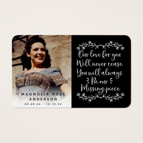 Photo Typography Funeral Memorial Card