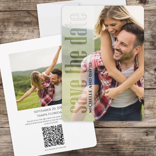 Photo Typography QR Code Save the Date Modern