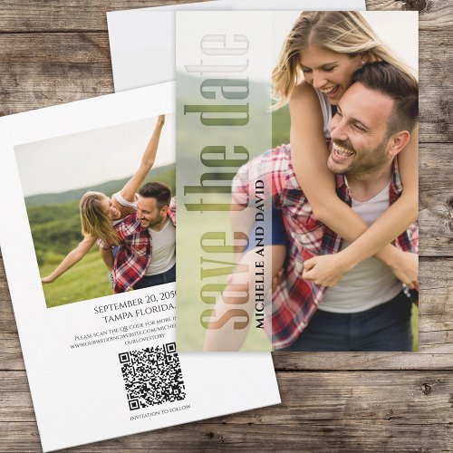 Photo Typography QR Code Save the Date Modern