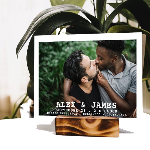 Photo Typography Simple Gay Save The Date Wedding