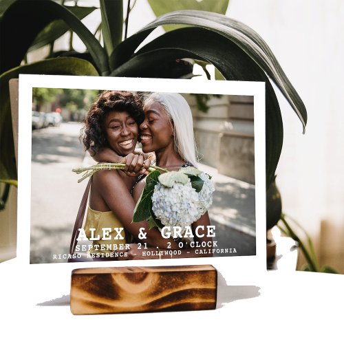 Photo Typography Simple Gay Save The Date Wedding