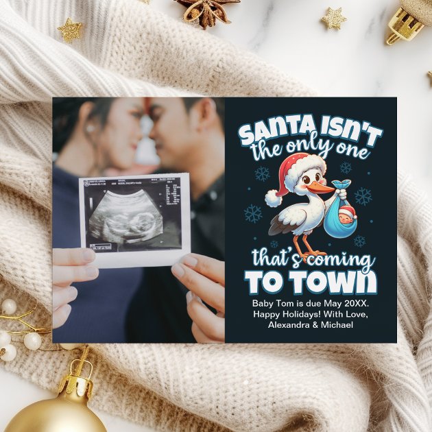 Pregnancy christmas card - Pink Dramatic personalized gifts for you Photo ultrasound christmas pregnancy announcement