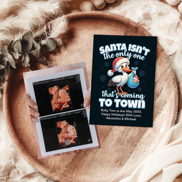 Pregnancy christmas card - Pink Dramatic personalized gifts for you Photo ultrasound christmas pregnancy announcement