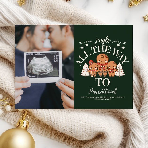 Pregnancy christmas card - Pink Dramatic personalized gifts for you Photo ultrasound christmas pregnancy announcement