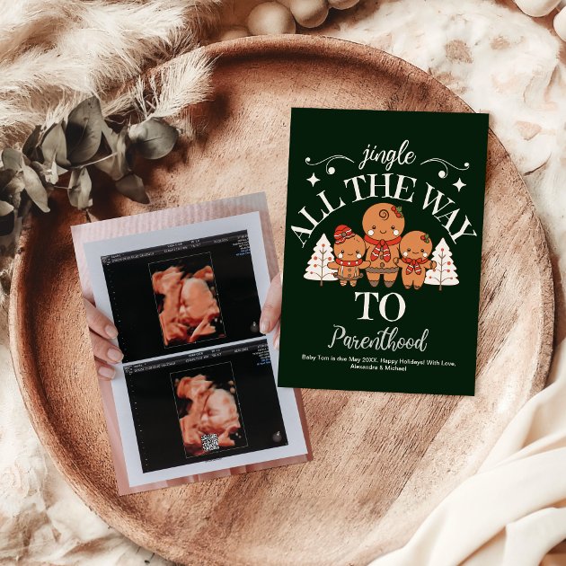 Pregnancy christmas card - Pink Dramatic personalized gifts for you Photo ultrasound christmas pregnancy announcement