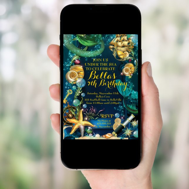 Photo Under the Sea Pirate Mermaid Party Invite (Front Digital)