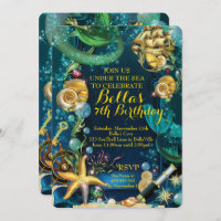 Photo Under the Sea Pirate Mermaid Party Invite