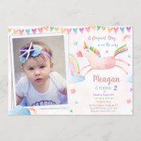 Photo Unicorn birthday invitation Magical birthday