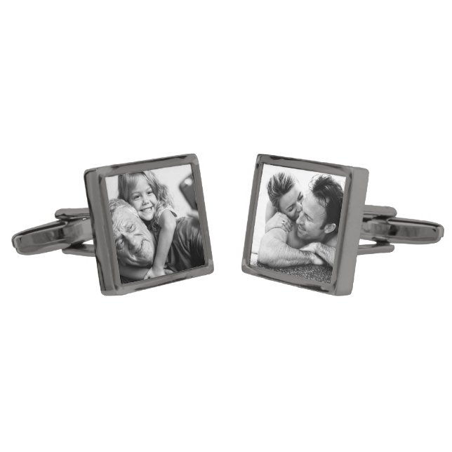 Photo Upload Design Your Own Add Image Mismatched Cufflinks (Angled)