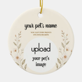 Photo Upload Pet Memorial Ornament – Paw Prints