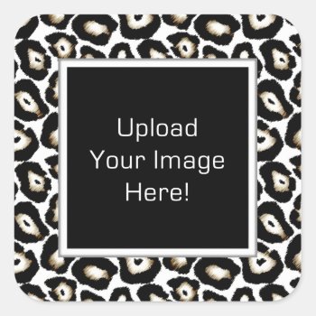 Photo Upload Snow Leopard Frame Stickers by StyledbySeb at Zazzle