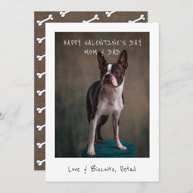 Photo Valentine For Mom And Dad From Dog   Holiday Card (Front/Back)