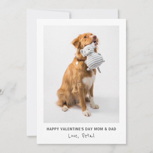 Photo Valentine For Mom And Dad From Dog  Holiday Card (Front)
