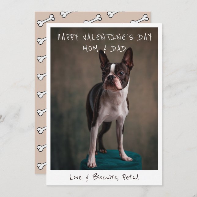 Photo Valentine For Mom And Dad From Dog  Holiday Card (Front/Back)