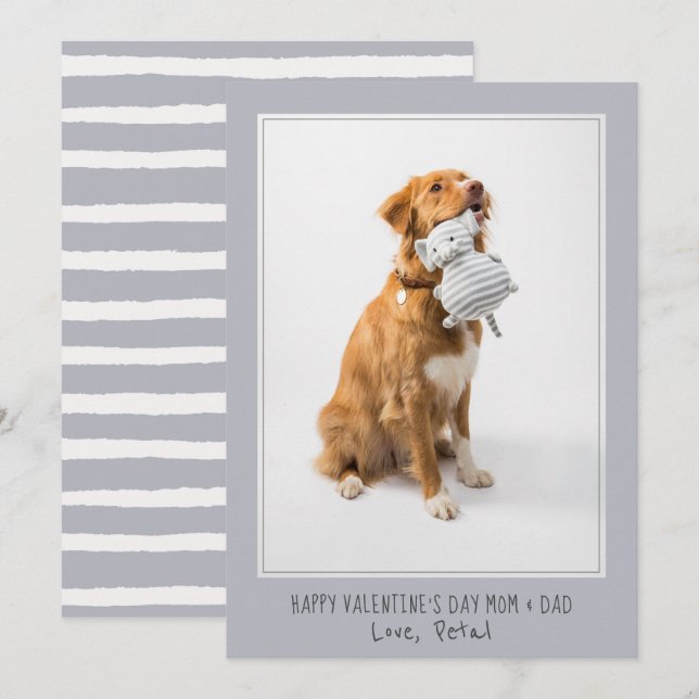 Photo Valentine For Mom And Dad From Dog Pet Holiday Card (Front/Back)