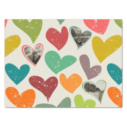 Photo Valentine&#39;s Day Colorful Grunge Hearts  Tissue Paper