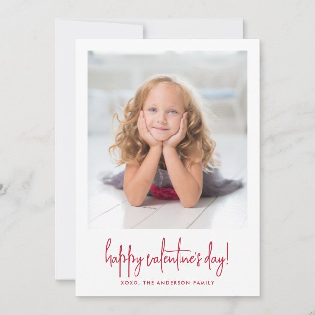 Photo Valentine's Day | Elegant Stylish Script Holiday Card (Front)