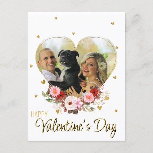 Photo Valentines Day Heart Gold Glitter Hearts Holiday Postcard
