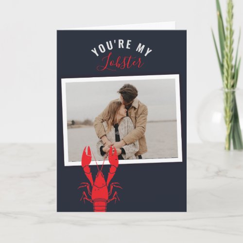 Photo Valentines Day Lobster Seafood Gag Custom Holiday Card