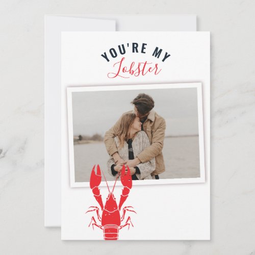 Photo Valentines Day Lobster Seafood Gag Custom Holiday Card