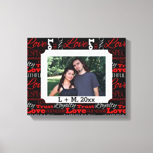 Photo Valentines Day Word Collage Personalized Canvas Print