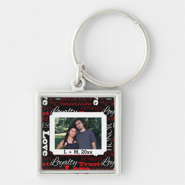 Photo Valentine's Day Word Collage Personalized Keychain (Front)