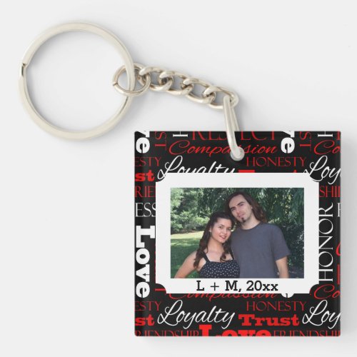 Photo Valentines Day Word Collage Personalized Keychain