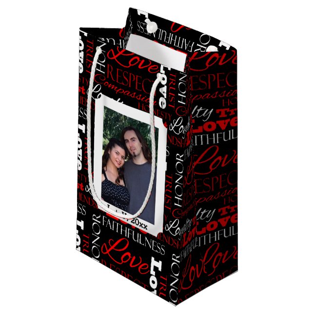 Photo Valentine's Day Word Collage Personalized Small Gift Bag (Front Angled)