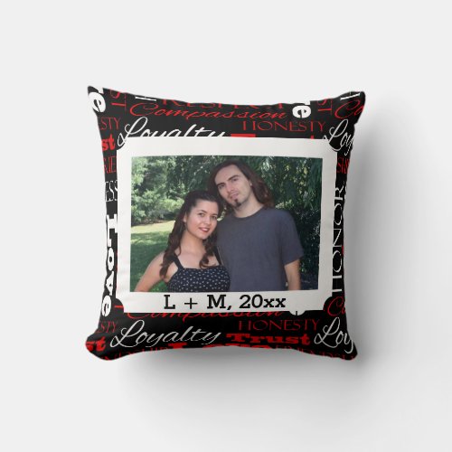 Photo Valentines Day Word Collage Personalized Throw Pillow