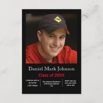 Photo Vertical - 3x5 Graduation Announcement by Midesigns55555 at Zazzle