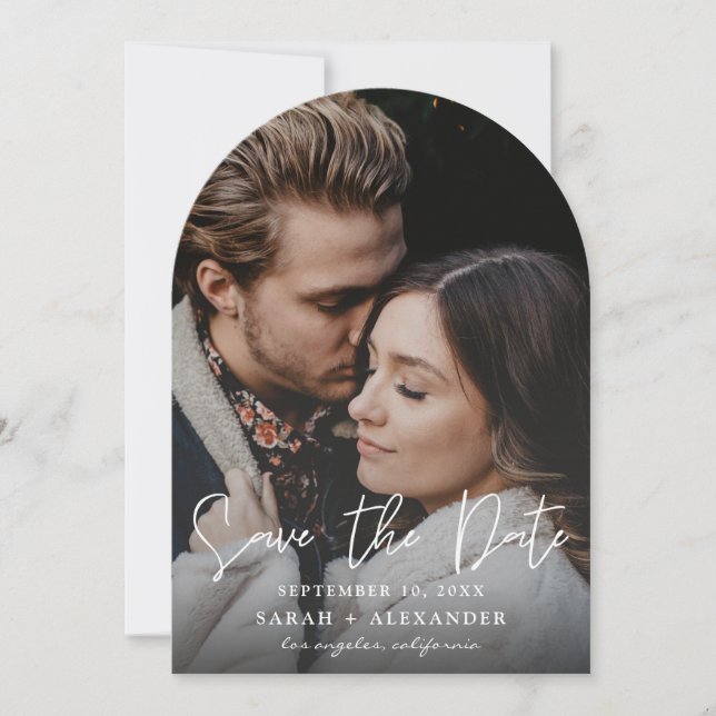 Photo - Vertical Save the Date Arc Invitation (Front)
