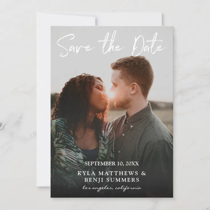 Photo - Vertical Save the Date & Handwriting Invitation | Zazzle