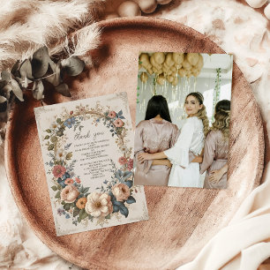 Photo Victorian Vintage Garden Floral Bridal Showe Thank You Card