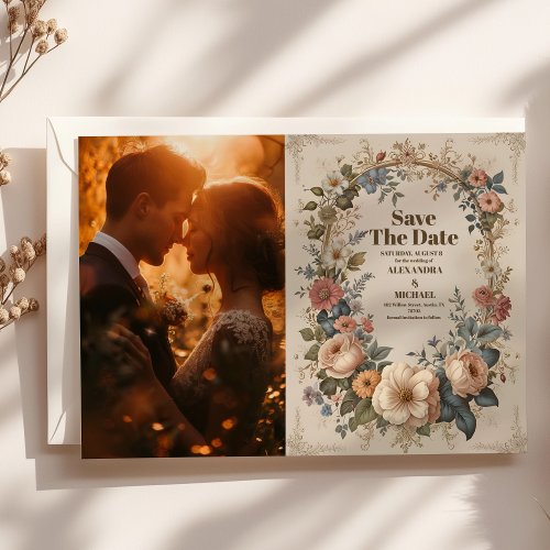 Photo Victorian Vintage Garden Floral Wedding Save The Date