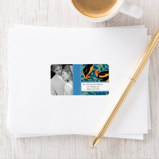 Photo Vintage Art Deco Destination Bird Pattern Label (Insitu)