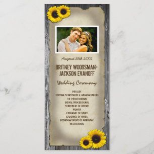 Photo Vintage Barn Wood Sunflower Wedding Programs