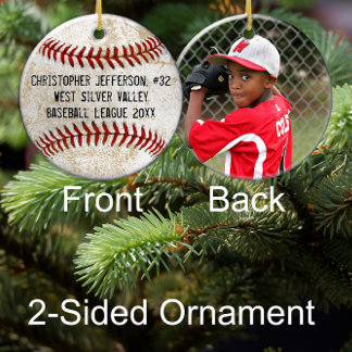 Photo Vintage Baseball Double Sided Kids Boys Ceramic Ornament