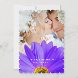 Photo Vintage Damask Lavender Gerber Daisy Wedding Invitation