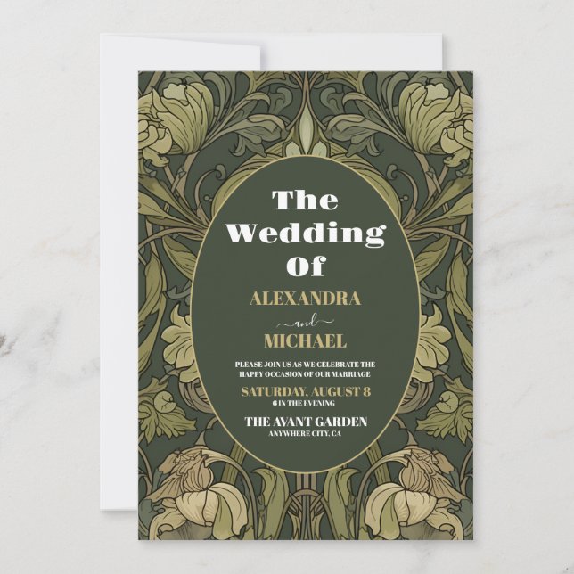 Photo Vintage Floral Art Nouveau Wedding Invitation (Front)