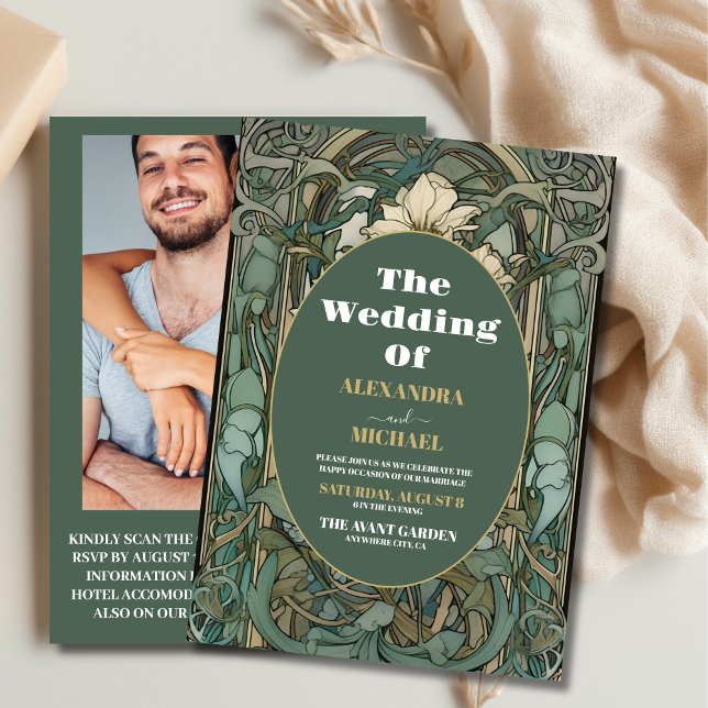 Photo Vintage Floral Art Nouveau Wedding Invitation (Creator Uploaded)