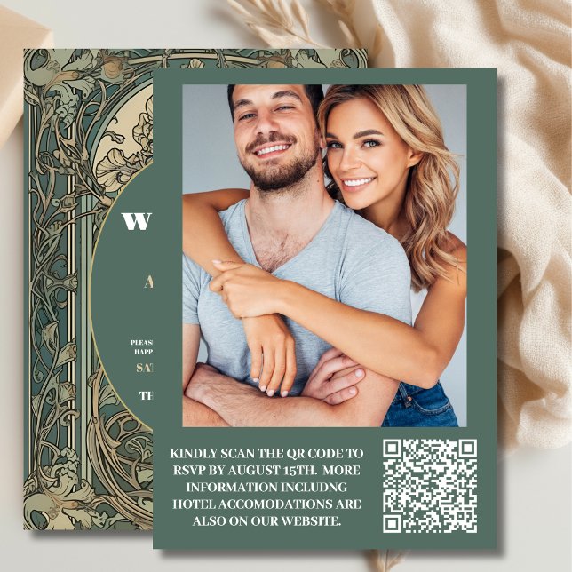 Photo Vintage Floral Art Nouveau Wedding Invitation (Creator Uploaded)