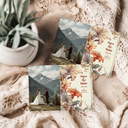 Photo Vintage Floral Art Nouveau Wedding Save The Date